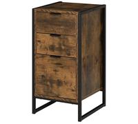 Industrial Storage Cabinet with 3 Drawers and Handles Standing Unit HOMCOM Brown One Size