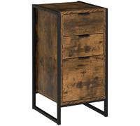 HOMCOM Industrial 3-Drawer Bedroom Chest of Drawers with Metal Frame, Brown - Rustic Brown - 3
