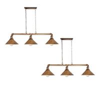 Industrial 3 Head Pipe Pendant Light Brushed Copper E27 Ceiling Lamp