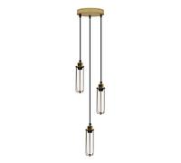 Industrial 3 Light Ceiling Pendant Light with Adjustable Cable French Gold 8cm Cages, Vintage Hanging LED Bulb Shade, Metal Chandelier for Kitchen, Dining Room, Living Room, Bar, E27 Fitting