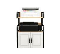 Industrial 3-Tier Printer Stand with Storage Shelf for Home Office Versatile Cart for Heat Press Scanner and Fax Black Frame & Light Walnut Finish