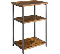 Industrial 3-Tier Side Table Versatile Nightstand with Storage Shelf Modern Bedside Table for Bedroom & Living Room Durable Metal Frame Design