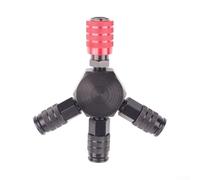 Industrial 3-Way Air Line Connectors Self-Locking Tee Fitting - Quick Coupler Sockets for Compressor 1/4 NPT(Red)