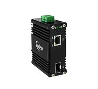 Industrial 30w POE Media Converter with 1 Port Gigabit 10/100/1000Mbps Ethernet and 1 SFP Port DIN Rail/Wall Mountable 12~48V DC Input