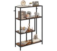 Industrial 4 Tier Bookshelf Metal Bookcase Storage Shelves Rustic Brown Unit