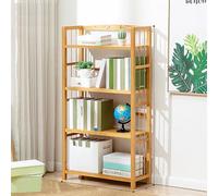 Industrial 4-Tier Bookshelf with Doors - Freestanding Tall Bookcase Bamboo Cube Storage Shelf Stylish Display Unit for Home & Office Modern Bookcase nizer