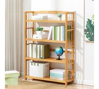 Industrial 4-Tier Bookshelf with Doors - Freestanding Tall Bookcase Bamboo Storage Shelf Stylish Cube nizer Perfect for Home & Office Display