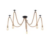 Industrial 5 Heads Hemp Spider Pendant Ceiling Light Fitting Different Shades E27 Vintage Hanging Chandelier Halloween String Lights for Cafe Dining Restaurant Hotel Bar Hall