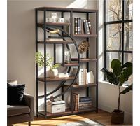Industrial 5-Tier Bookshelf, Freestanding 180cm Tall Bookcase with 9 Open Shelves for Living Room, Modern Storage Solution for Home & Office, Sturdy Metal Frame