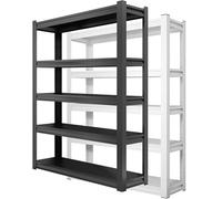 Industrial 5-Tier Metal Shelving Unit - 182.9 cm Tall Easy Assembly Storage Rack for Garage Warehouse Basement - Heavy-Duty Blackfor Home & Office Storage Solutions