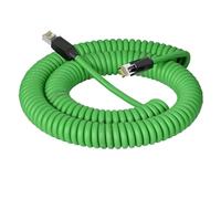 Industrial 8Pin RJ45 Network Cable Retractable Spiral Signal Wire to Cat6A Gigabit Towing Chain Double Shielded Spring Line(Green,3.0m)