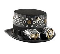 Industrial Age Themed Grommet Top Hat With Goggles Gear Dark Costume Celebration Accessory Mechanical Design Unisex Halloween Accessories