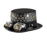 Industrial Age Themed Grommet Top Hat With Goggles Gear Dark Costume Celebration Accessory Mechanical Design Cosplay Steampunk Hat