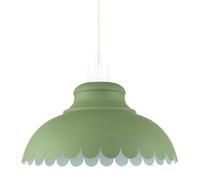 Industrial and Modern Wavy Petal Designed Olive Green Metal Ceiling Pendant Lighting Shade | 11w | 30cm x 17cm by Happy Homewares