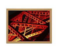 Industrial Architecture Abstact red Large Light Oak Framed Art Print Wall Poster 18x24 inch