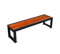 Industrial Backless Outdoor Garden Bench 59in Wood and Iron Patio Picnic Furniture Modern Slim Dining Seat for Porch and Park and Stylish Design
