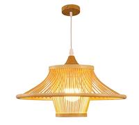 Industrial Bamboo Woven Pendant Lighting, Woven Lantern Chandelier Hanging Lamp Shade, Rattan Wicker Basket Woven Light Fixture Restaurant Tea Room Bedroom Living Room