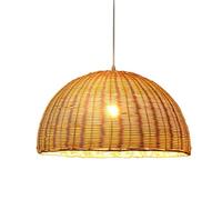 Industrial Bamboo Woven Pendant Lighting, Woven Lantern Chandelier Pendant Lamp Shade, Bamboo Wicker Handwoven Lamp Hanging Ceiling Light Fixture for Kitchen, Handmade Rattan Lamp