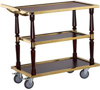 Industrial Bar Cart with Wine Rack 3-Tier Shelves Modern Brown Metal & Wood Design Ideal for Home Kitchen Hospitality Restaurant Use