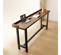 Industrial Bar Height Dining Table Narrow Console with Solid Wood h & Metal e Slim Behind Sofa for Entryway Living Room Kitchen Walnut & Black(160cm/63)