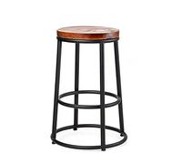 Industrial Bar Stool, Vintage Wood Ergonomic High Stool with Footrest for Dining, Breakfast Bistro Pub
