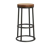Industrial Bar Stools - High Bar Chairs with Iron Footrest and Wooden Seat for Kitchen, Café, Pub - Max Load 200kg - Stylish Dining Seating