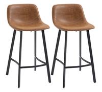 Industrial Bar Stools Set 2 Faux Leather Kitchen Breakfast Chairs Brown