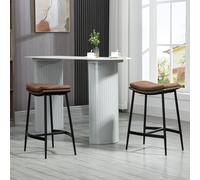 HOMCOM Breakfast Bar Chairs Set of 2, Microfibre Upholstered Counter Bar Stool, Industrial Bar Stool with Curved Seat and Steel Frame Aosom UK