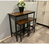 Industrial Bar Table and Stools Tall Rustic Kitchen Vintage Breakfast Dining Set