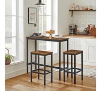 Industrial Bar Table Set with Stools Breakfast Steel Frame VASAGLE Brown One Size