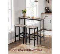 Industrial Bar Table Set with Stools Breakfast Steel Frame VASAGLE Fawn One Size