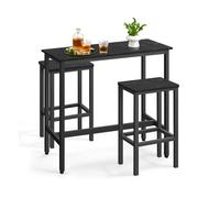Industrial Bar Table with Stools for Kitchen & Dining, Ebony Black and Ink Black