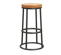 Industrial Barstools Chair Iron Footrest Round Wood Seat Dining Chairs for Breakfast Kitchen | Pub | Café High Bar Stool Metal Legs Max. Load 200kg