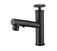 Industrial Bathroom Tap with Pull Out Sprayer, Bathroom Sink Tap 1 Hole, Brass Basin Faucet, Bathroom Mixer Tap, Retractable Faucet Matte Black