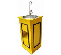 Industrial Bathroom Vanity Sink Freestanding Iron Art Pedestal with Stainless Steel Basin Stylish Storage Cabinet for Bar Restaurant & KTV Yellow Finish
