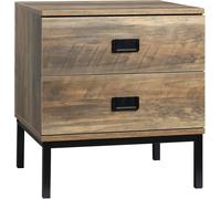 Industrial Bedside Cabinet Brown Storage 2 Drawer Table Metal Base Rustic Unit