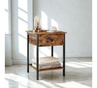 Industrial Bedside Table Nightstand With Drawer And Shelf Rustic Brown