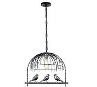 Industrial Birdcage Pendant Ceiling Light Brushed Silver Gloss Metal Easy Fit Decorative Lampshade Adjustable Cable for Kitchen Living Room Bedroom Parties