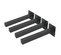 Industrial Black Floating Shelf Brackets Retro Wall Mounted Shelf Supports Includes Screws & Wall Anchors, Pack of 4 Square 12-Inch