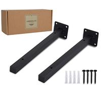 Industrial Black Floating Shelf Brackets Retro Wall Mounted Shelf Supports Includes Screws & Wall Anchorsby AddGrace (12 Inch, Square)