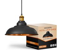 Industrial Black Gold Inner Metal Lamp Shade 32cm, Pendant Ceiling Lampshade for E27 Light Fittings, Modern Vintage Style Light Shade for Living Room, Kitchen, Dining Room & Hallway