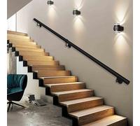 Industrial Black il 1FT 20FT Sturdy Wall Mounted Safety Railing for Stairs Round Tube il for Indoor Steps & Outdoor Terrace Ideal for Seniors.