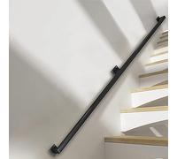 Industrial Black Metal il for Indoor/Outdoor Stairs - 10FT/3M & 20FT/6M Wall-Mounted Railing with Supports - Durable Stair Guardrail for Safety & Stability (Size: 2.4m)