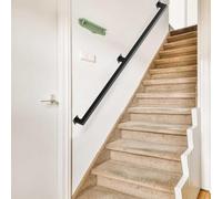 Industrial Black Metal Stair Railing 10 ft WallMounted Handrail HeavyDuty 250 lbs Capacity Square Tube Design for Indoor/Outdoor Use Durable Safety Guardrail