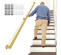 Industrial Black Metal Stair Railing - 16.4ft Wall-Mounted il, Sturdy Indoor Banister for Steps, Modern Staircase Safety Guard, Stylish Home Decor Solution