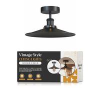 Industrial Black Semi Flush Mount Ceiling Light 22 cm Metal Lampshade Easy Fit Anti Rust Premium Quality Metal Ceiling Lighting Fixtures with E27 Base Lamp Holder For Living Room Kitchen Bedroom