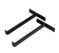 Industrial Black Shelf Brackets Right Angle Corner Brackets Heavy Duty Wall Mounted Supports for DIY Floating Shelves 2 Pcs (Size: 20cm/7.9in)