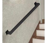 Industrial Black Staircase Railing Kit - 6ft Wall-Mounted Steel Pipe Banister for Indoor/Outdoor Steps Stair Safety il Easy Installation