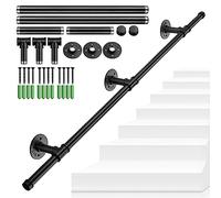 Industrial Black Steel Pipe il 50cm Non-Slip Metal Balustrade for Stairs Galvanized Clothing Rack Support Durable Safety Guardrail Home & Commercial Use.