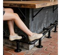 Industrial Black Wall-Mounted 3-Sided Foot Rail Pipe - Kitchen Island & Bar Counter Footrest Hardware Kit (L120xW60cm / 47 1/4" x23 5/8") - Durable, Stylish Support